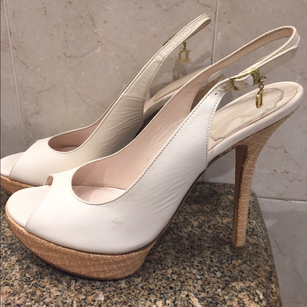 Dior Ivory Peep toe Pumps